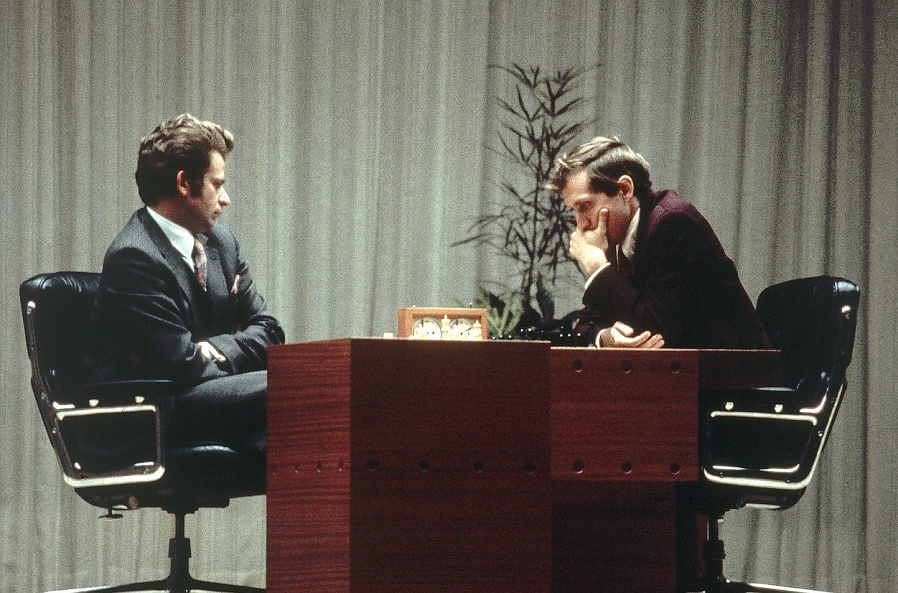Bobby Fischer et Boris Spassky lors du Match of the Century de 1972 Ã  Reykjavik en Islande