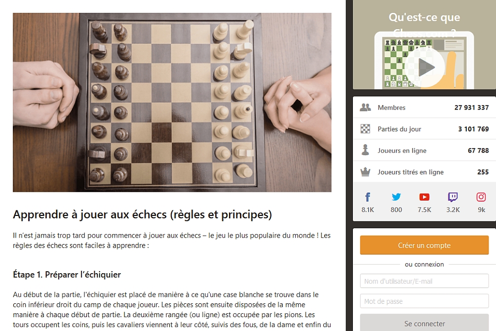 Apprendre Ã  jouer aux Ã©checs avec Chess.com