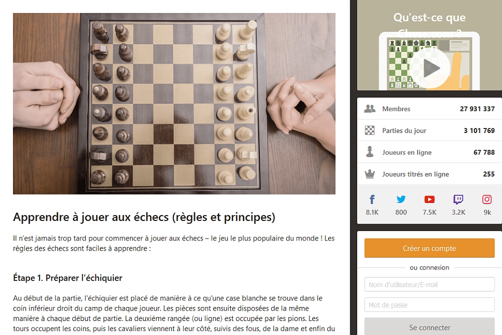 Apprendre à jouer aux échecs avec Chess.com